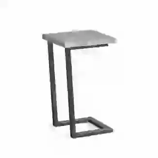 Cantilever Style Side Table Grey Oak Finish with Dark Metal Base